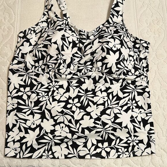 Land’s End Plus Standard Havana floral underwire square neck tankini top Various - Picture 5 of 6